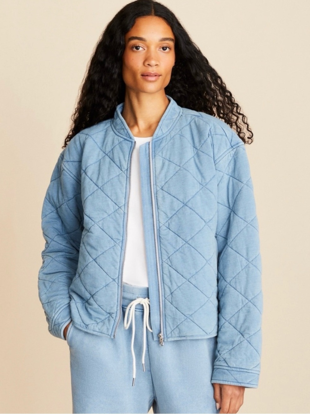 Lou & Grey Light Blue Quilted Bomber Jacket